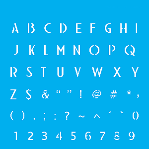 Stencil Alfabeto Micro Maiúsculo 0.60Cm - 10x10cm