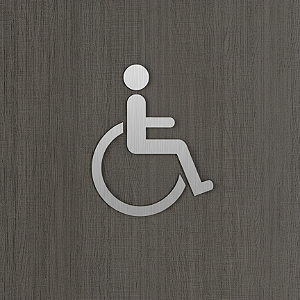 Placa Indicativa Banheiro Cadeirante em Aço Inox Escovado
