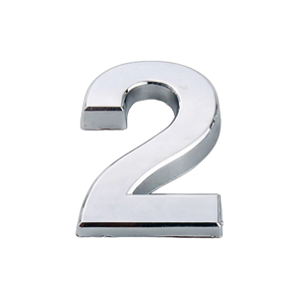 Número "2" em Abs Cromado 5cm Prateado