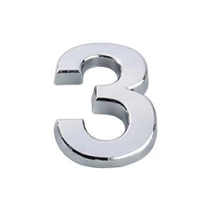 Número "3" em Abs Cromado 5cm Prateado