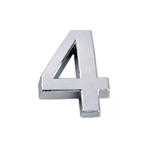 Número "4" em Abs Cromado 5cm Prateado