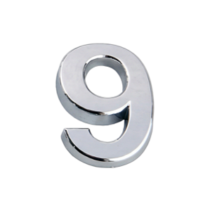 Número "9" em Abs Cromado 5cm Prateado