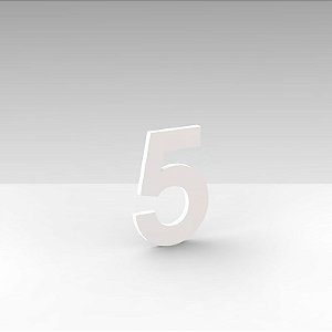 Número "5" de Apartamento em Acrílico Branco 5cm