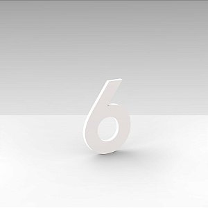 Número "6" de Apartamento em Acrílico Branco 5cm