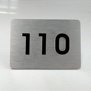 Placa de ACM Aço Inox Escovado para Apartamento com 3 Números na Cor Preta