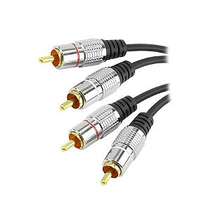 Cabo de Áudio Estéreo RCA 2+2 de 2 Metros com Dupla Blindagem Para Conexões Limpas e Sem Mau Contato