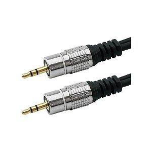 Cabo Auxiliar P2 x P2 Macho Estéreo 10 Metros Plug Metal para Áudio a Longa Distância