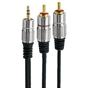 CABO P2 MACHO ESTÉREO X 2 RCA MACHO PLUG METAL 3 METROS