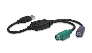 CONVERSOR USB MACHO X 2 PS/2 FÊMEA TECLADO E MOUSE PS2