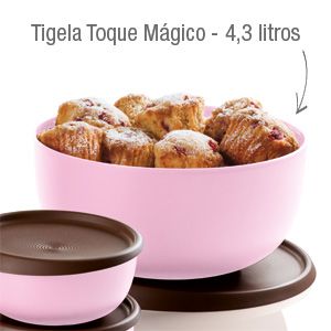 Tupperware Tigela Toque Mágico 4,3 litros Rosa e Marrom