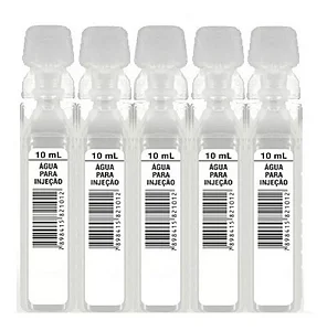 Água Para Injeção Estéril Ampola Flaconete 10 Ml Kit 100 Und - Samtec