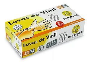 Luva De Procedimento Vinil Descarpack Sem Pó Com 100 Unidades