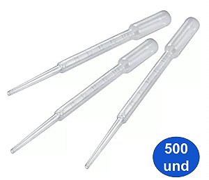 Pipeta Plástica Graduada 3ml Pasteur Não Estéril kit 500 Unidades - Cralplast