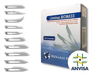 Lâmina De Bisturi Biomass n.15 Aço Carbono Descartável Caixa 100 Unidades