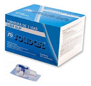 Torneira 3 Vias Luer Slip Sem Trava Solidor Caixa 50 Unidades