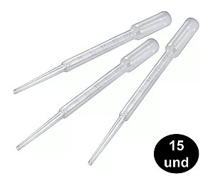 Pipeta Plástica Graduada 3ml Pasteur Não Estéril kit 15 Unidades - Cralplast