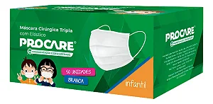 Máscara Cirúrgica Infantil Tripla Com Elástico Procare caixa 50 unidades
