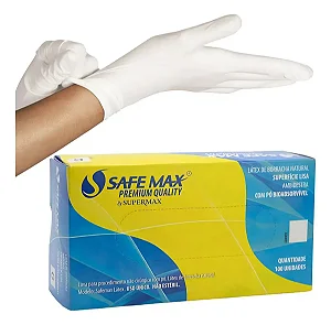 Luva Para Procedimento Latex Com Pó Branca Safemax caixa com 100 unidades