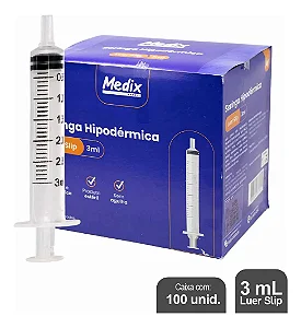 Seringa Hipodérmica 3ml Medix Luer Slip Sem Agulha Kit 100un