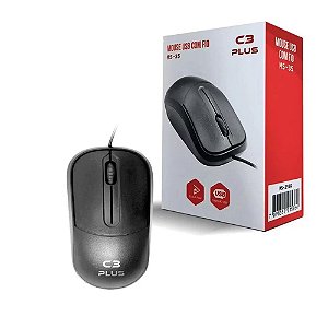 Mouse Com Fio USB Preto 1000 Dpi - MS-35BK - C3 Plus