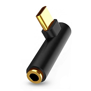 Adaptador USB C 90 graus para fone de ouvido P2 e microfone