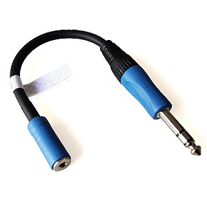 Adaptador Jack P2 (J2 fêmea) + P10 (macho) Mono Estéreo Blindado