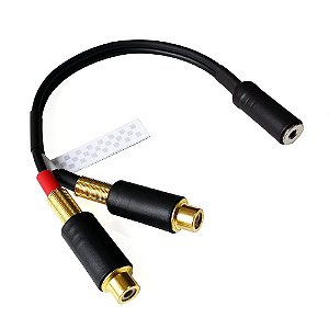 Adaptador Jack P2 (J2 fêmea) + 2 Jack Rca (Fêmea) Estéreo