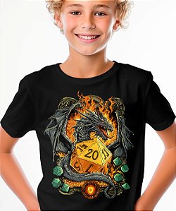 Camiseta D20 e Dragão