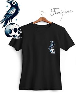 Camiseta Corvo e Caveira de Bolso