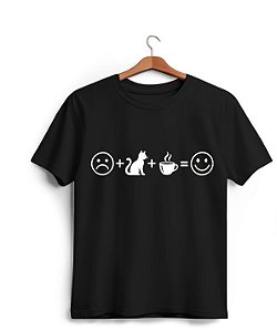 Camiseta Gato Café e Felicidade