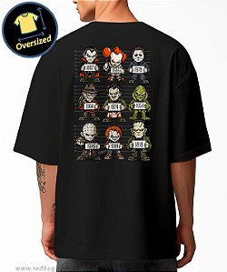 Camiseta Oversized Vilões Épicos Fichados