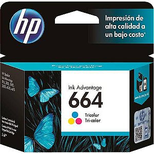 Cartucho de Tinta HP 664 Colorido Tricolor F6V28AB