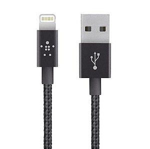 Cabo USB Lightning Belkin Mixit Premium em Nylon Trançado Reforçado 1m para Iphone 5, 6, 7, 8 e X - BLK