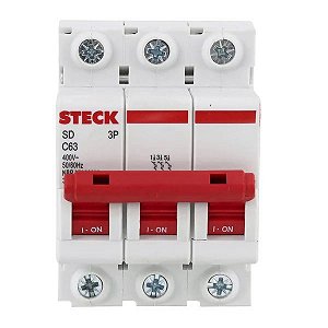 Disjuntor Din Tripolar 10A Curva C 3ka Ref. SDD63C10 Steck
