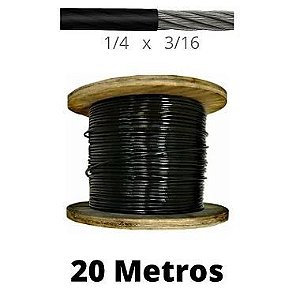 Cabo de Aço Revestido P/academia 6x19 3/16 x 1/4 20 Metros