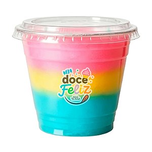 Copo algodão doce tampa reta tricolor