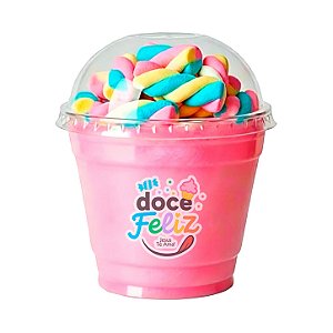 Copo algodão doce tampa bolha + marshmallow unicolor