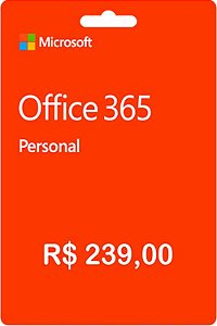 Cartão Gift Card Office 365 Personal R$239