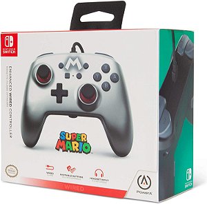 Controle Switch Super Mario  Power A - Prata e Red