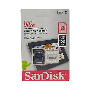 Cartão de Memória Sandisk 128 GB Micro SDXC Ultra Classe 10 com Adaptador