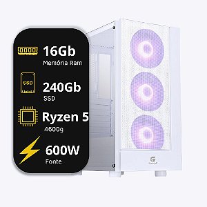 Computador Gamer, AMD Ryzen 5 4600G, 16GB DDR4 2666MHz, SSD 240GB, Fonte 600W