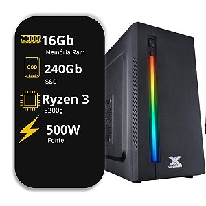 Computador Gamer, Ryzen 3 3200G,16GB DDR4 2666MHz, SSD 240GB, Fonte 500W
