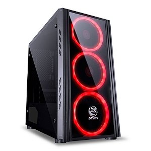 Gabinete Gamer Saturn Midtower - (3XFAN VERMELHO)