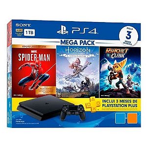 Console PlayStation 4 Slim 1TB + 3 Jogos + 3 Meses Playstation Plus (Bundle Hits 15) - Sony