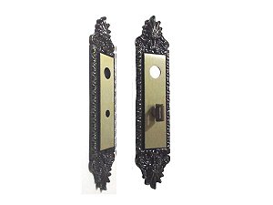 Par De Acabamentos Em Fechadura 40 MM Aliança Banheiro Espelho Colonial Antiga Com Chave
