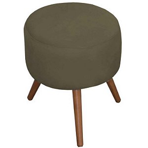 Puff Redondo Sala Quarto Suede Bege