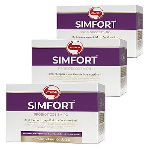 kit 3x simfort mix probióticos 30 sachês de 2g - vitafor