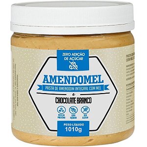 Pasta De Amendoim Integral Com C/ Mel Chocolate Branco 1kg - Amendomel