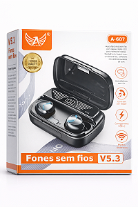 Fone Bluetooth Sem Fio TWS Case com Marcador Digital % Bateria - Preto Gamer