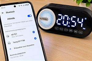 Rádio Relógio Digital Caixa de som Bluetooth Altomex AD-521 LED USB-C